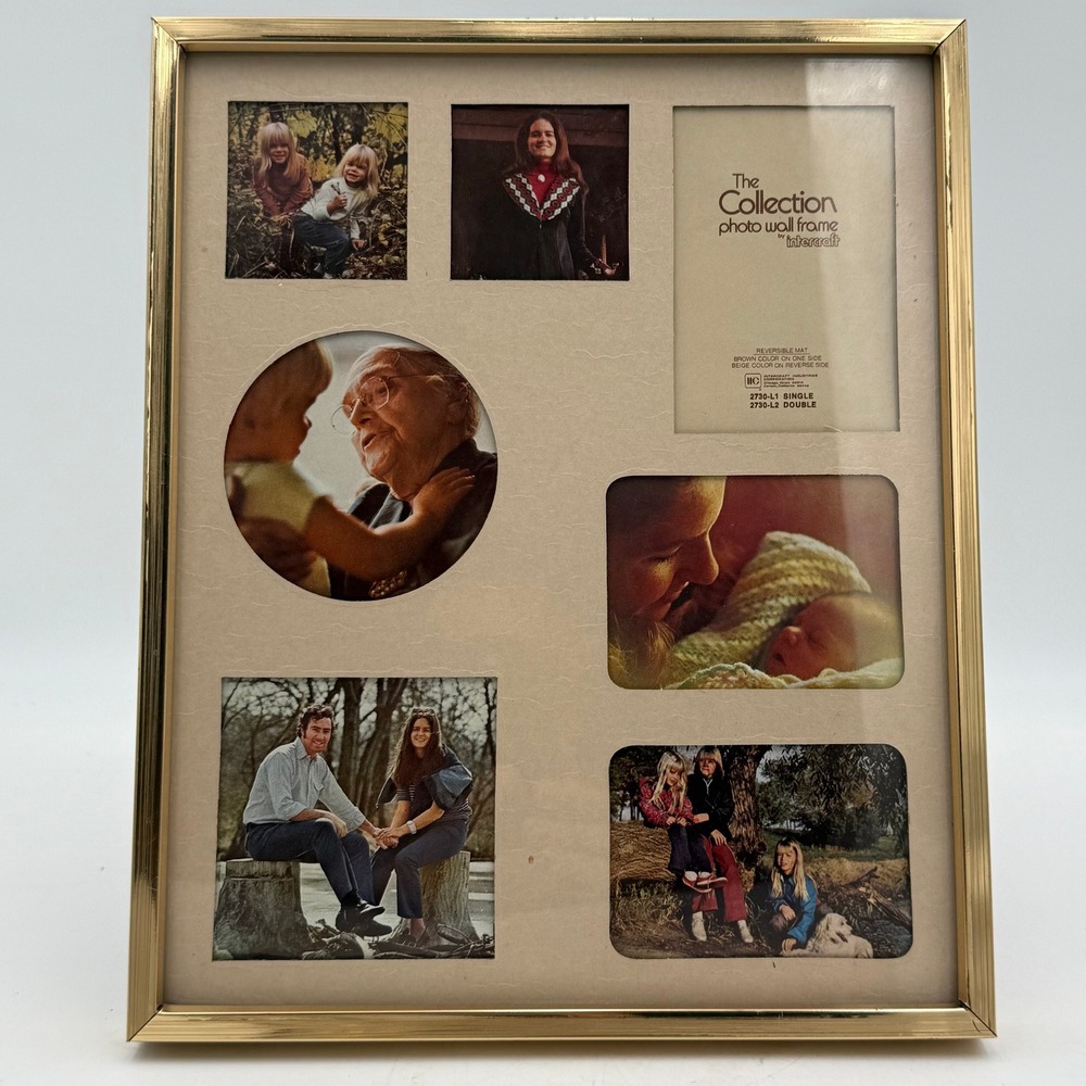 Vintage Intercraft Gold Metal Collage Photo Frame 10x12 7 Opening Reversible Mat